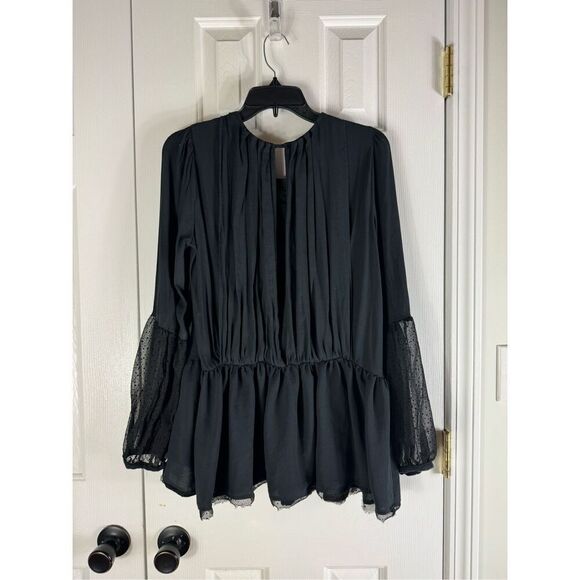 Free People Womens Black Sheer Blouse Size Small - Picture 4 of 4